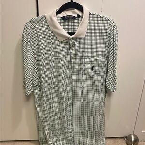 Polo by Ralph Lauren White and Green Checkered Polo Shirt used size XL